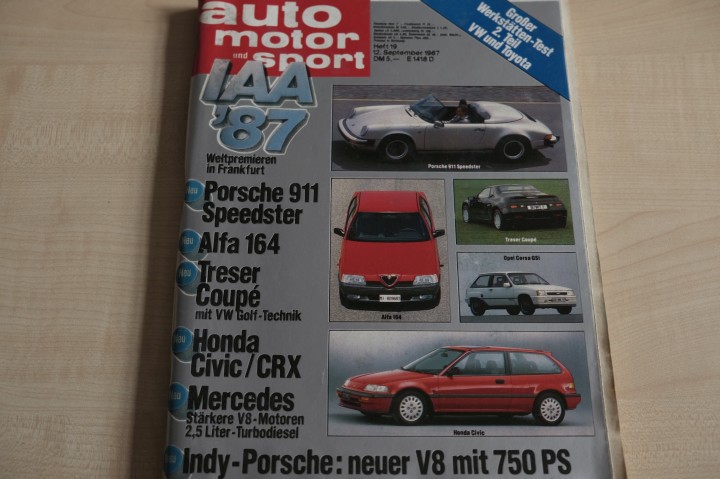 Deckblatt Auto Motor und Sport (19/1987)